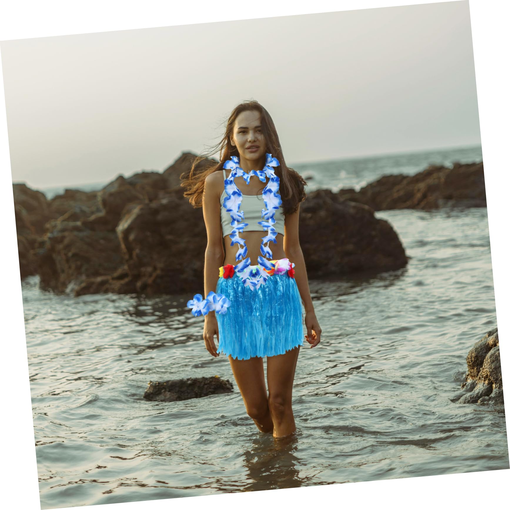 Alipis 6 Stück Hawaii Hula Rock und Leis mit Blumen Party Dekoration aus Pp und Stoff Accessoires für Luau Party und Strandfest Kreatives Sommerkostüm