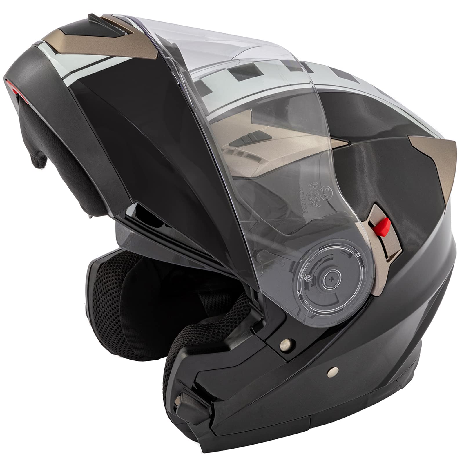A-pro Casco Abatible Moto Touring Grafica Aprobado ECE 22 Doble Visera Negro L