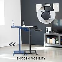 Vista 4 de VIVO Mobile Height Adjustable Table, Stand Up Desk Cart with Sliding Keyboard Tray, Computer Workstation, Rolling Presentation Cart, Black, CART-V06A