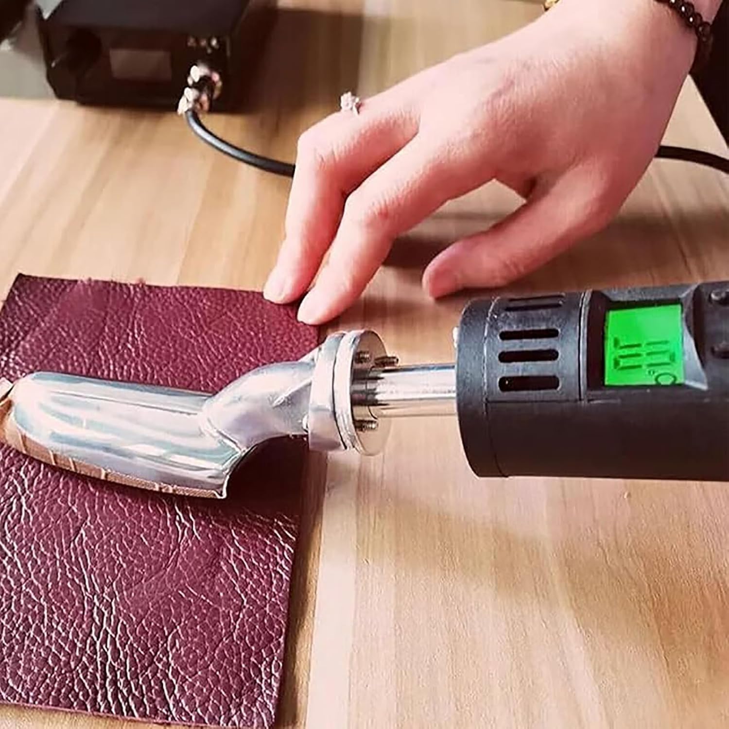Mini plancha eléctrica con pantalla digital, prensa de calor de mano de temperatura ajustable de 50 a 300 °C para manualidades, reparación de cuero, eliminación de arrugas en zapatos y bolsas