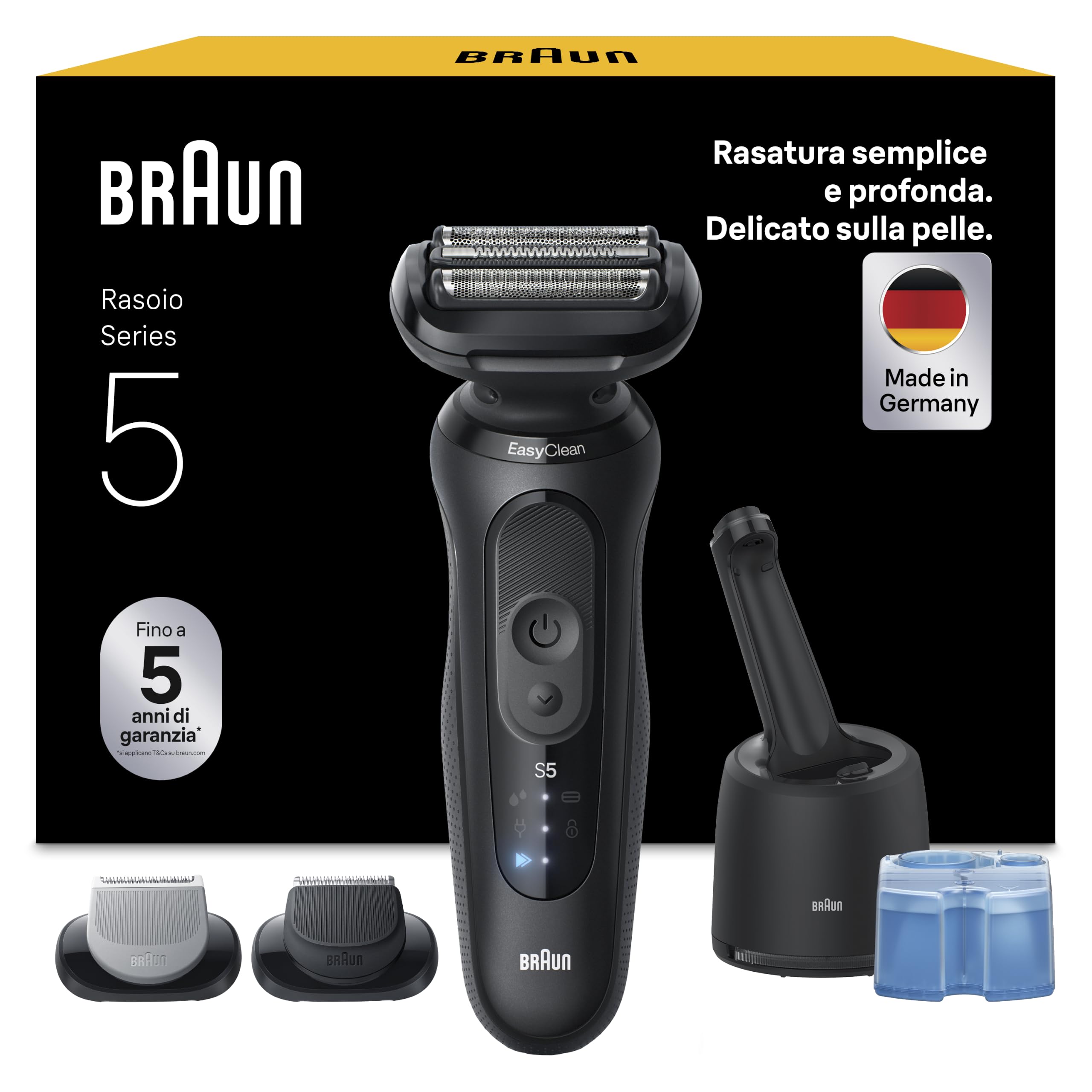 Braun Serie 5 Rasoio Elettrico Barba, Stazione Smartcare, 52-N7650cc, Nero