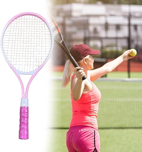 Miniatura 5 de Raqueta de tenis, equipo de tenis, ligera, a prueba de golpes, portátil, de nailon, cuerdas, raqueta de tenis para jardín, verano, playa, patio