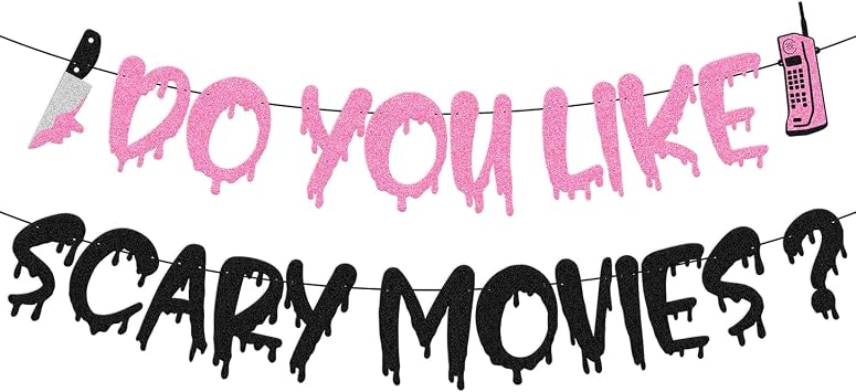 Do You Like Scary Movies Banner Halloween Decoration Halloween Party Banner Horror Movie Have A Killer Scream Party Decoration Scary Night Birthday Party Supplies Pink
