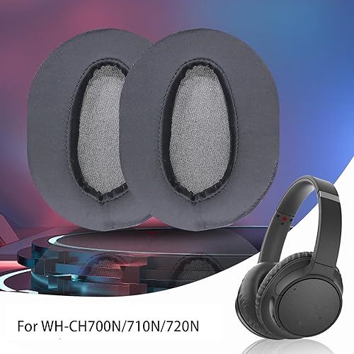 Miniatura 53 de Almohadillas de repuesto WH-CH710N, almohadillas para auriculares de piel sintética de proteína, almohadillas para Sony WH-CH700N, WH-CH710N, Negro