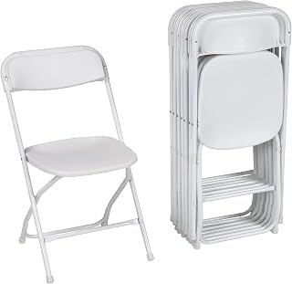 COSCO ZOWN Commercial 300 lb. Use Rate Heavy Duty, Injection Mold Banquet Folding Chair with Comfortable Contoured Back, White, 8 Pack