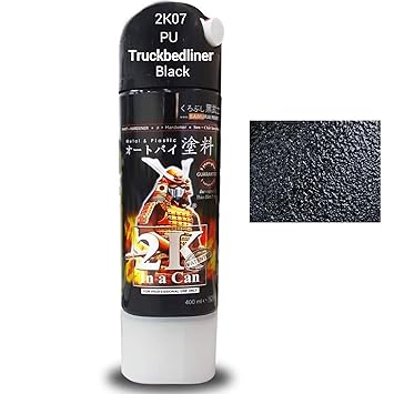 Samurai Kurobushi Spray Paint 2K Top Coat 2K07- PU Wrinkle Truckbedliner BLACK, Texture Granular Matt Finish (D-I-Y)- 400ml