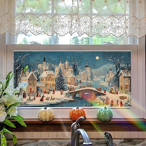Miniatura 23 de Película decorativa para ventana de 39.37 x 17.32 pulgadas, acogedora chimenea para interiores, película decorativa de adherencia estática