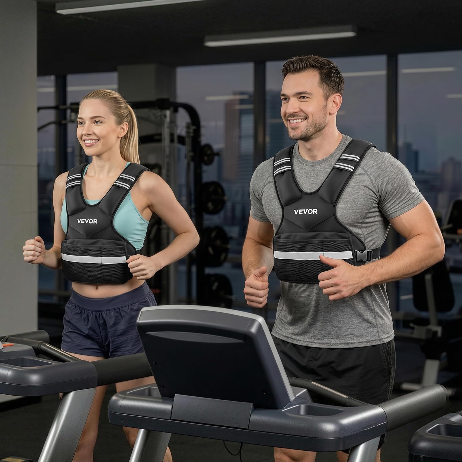 VEVOR Chaleco Lastrado Ajustable de 18,26 kg, Chaleco Ponderado con Forma de X, con 8 Paquetes de Pesas Extraíbles de 0,9 kg, para Entrenamiento de Fuerza, Correr, Fitness, Desarrollo Muscular