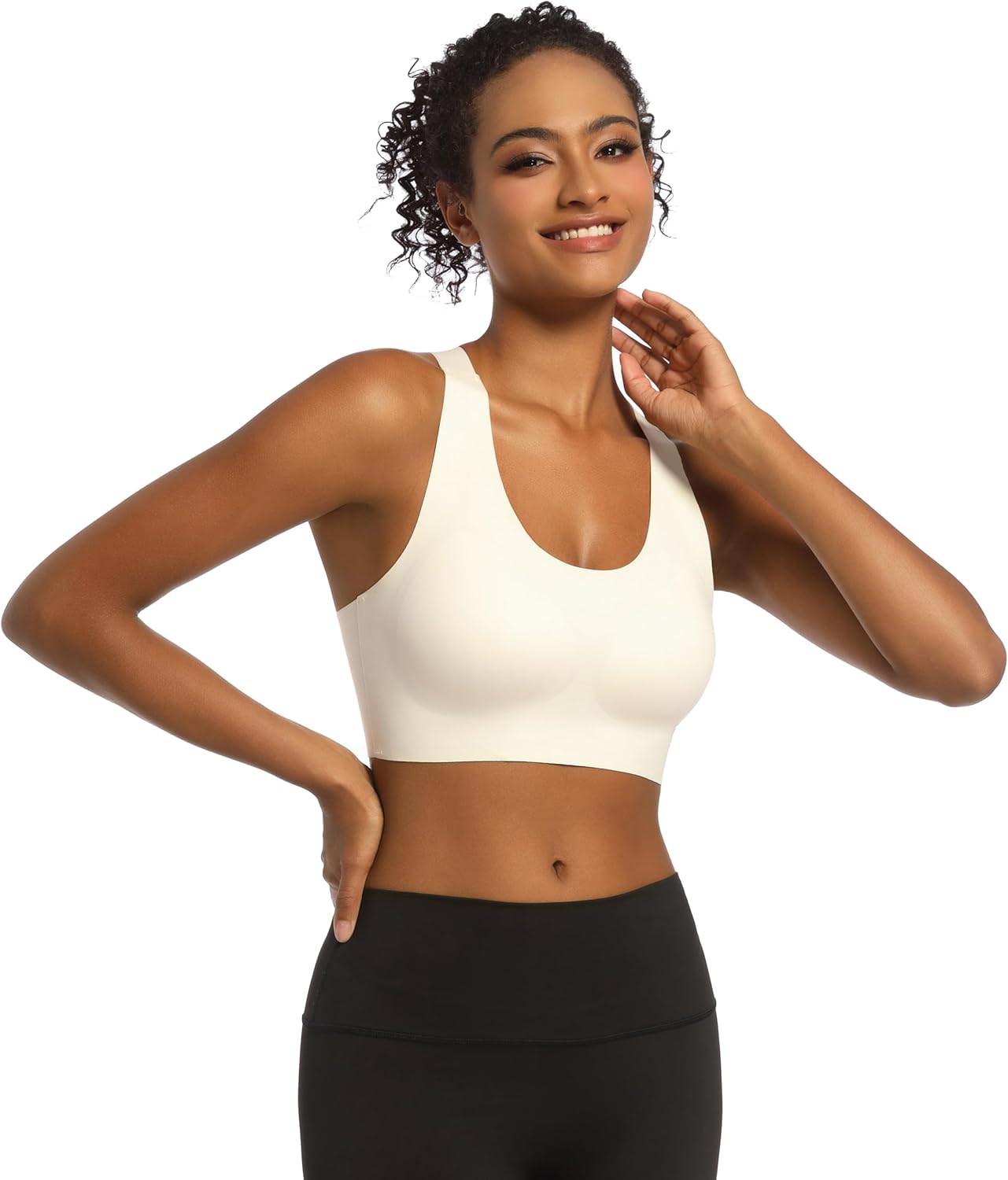 PRETTYWELL Racerback Sports Bras Non Removable Padded, Wirefree Seamless Comfort Sports Bra for Women,Molded Cup Everyday Bra - Image 4