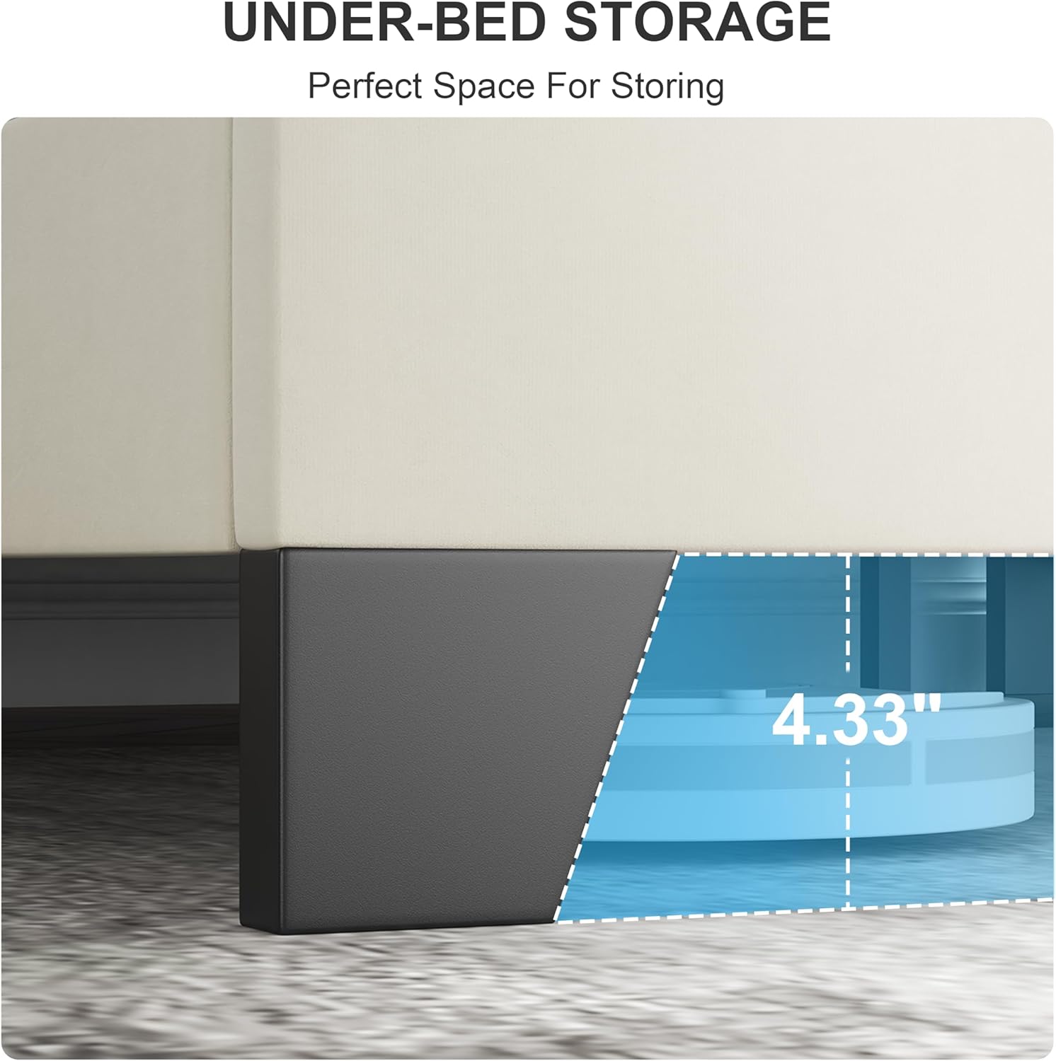 Queen Size Bed Frame Platform with Upholstered Headboard, Sturdy Wooden Slats, Noiseless, No Springs Required, Easy to Assemble Beige - Image 8