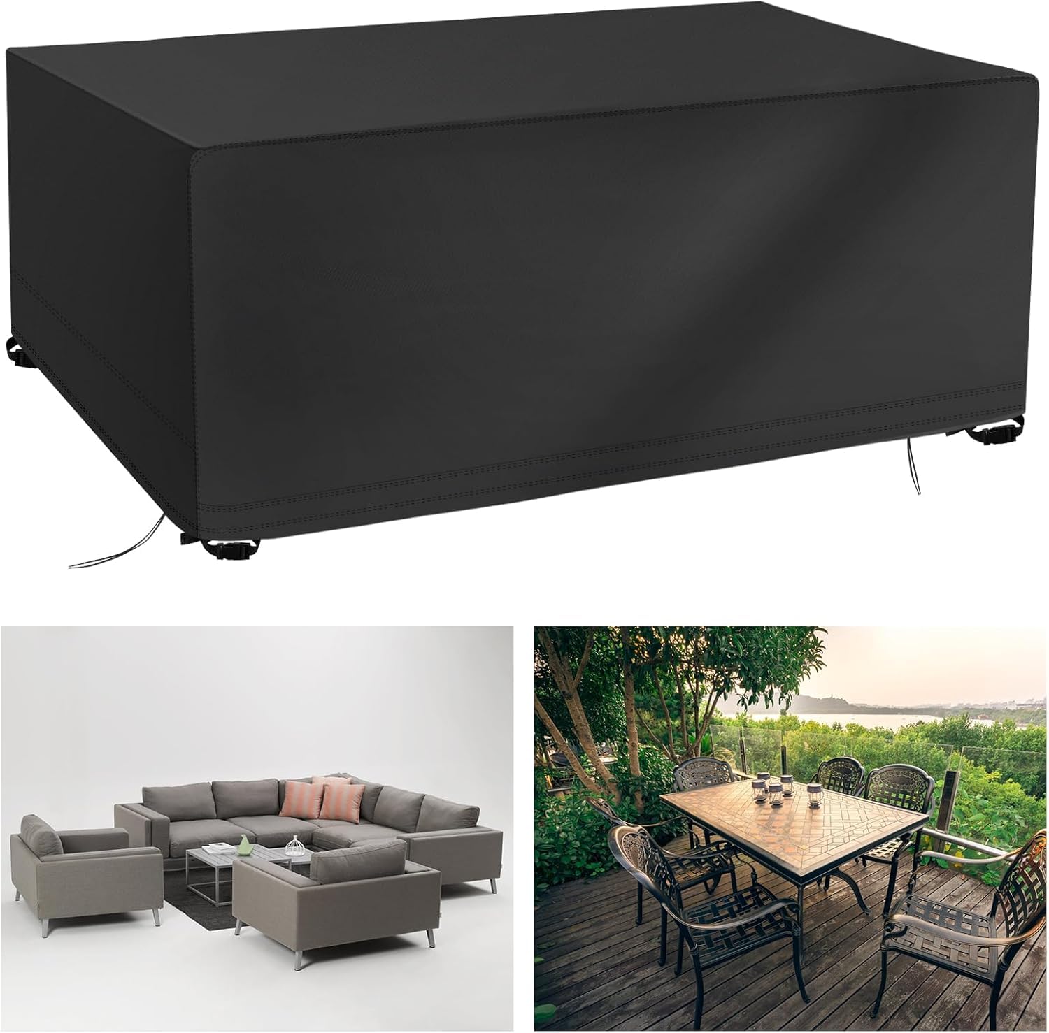 Pokrowiec na meble ogrodowe, pokrowiec na stół ogrodowy 420D z tkaniny oxford, pokrowce na meble plandeka ochronna wodoodporna odporna na promieniowanie UV stół sofa krzesła 215 x 120 x 155 cm