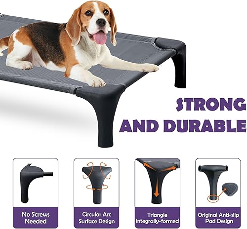 Miniatura 6 de Cama elevada para perros al aire libre con bolsa portátil, fácil de montar para perros medianos y pequeños, cuna elevada con pies que admiten