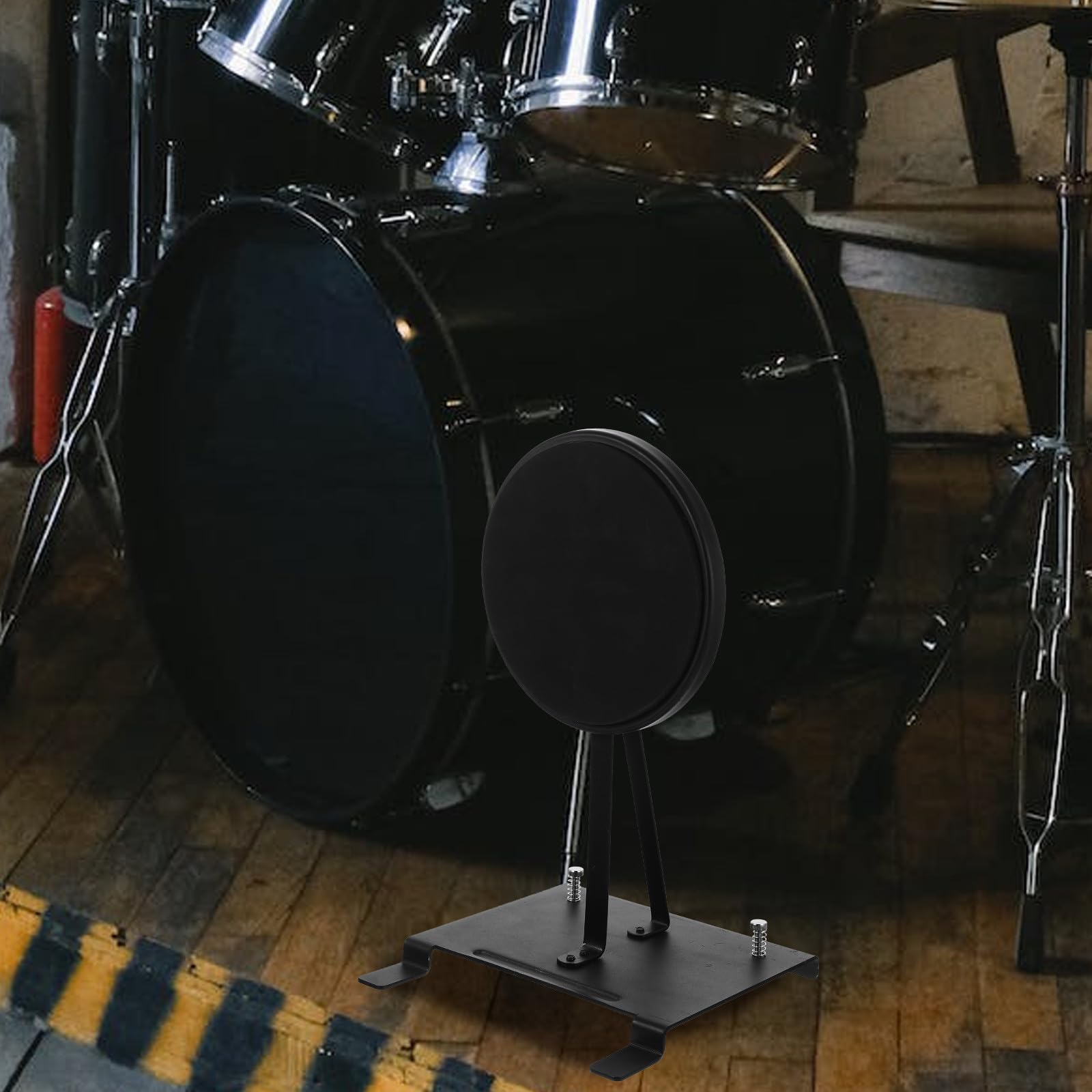 Tappetino per Batteria Singolo Nero in Acciaio, Accessorio per Pedale Cassa, Aumenta Durata Pelle e Qualità Suono, per Principianti