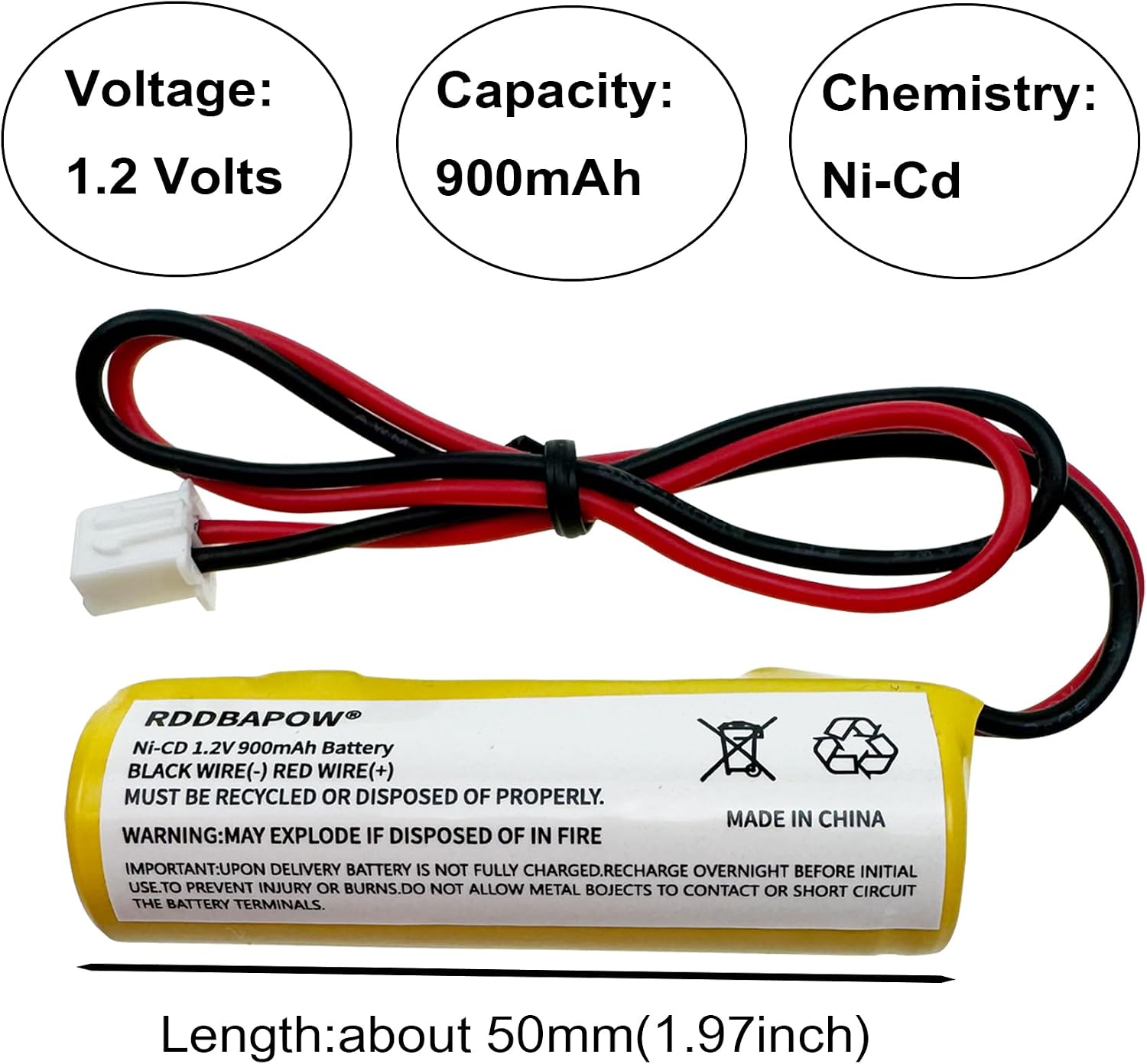 1.2v 900mAh Ni-CD Exit Sign Emergency Battery Replacement Compatible with Lithonia Battery EXR LED EL M6 Unitech AA900mAh OSA268 ELB CS01 (3) image 2