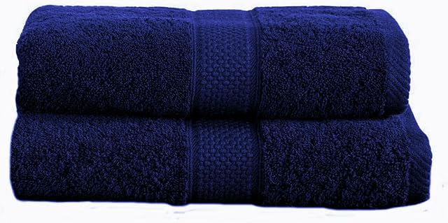100% Turkish Cotton Guest Towels Hand Kitchen Towel Face Cloth 40 x 60 cm Pack Of 2 Twin Set (Navy Blue)