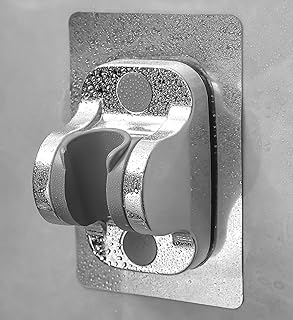 Adhesive Shower Head Holder - Adjustable Handheld Shower Holder NO Drilling Wall Mount Waterproof (Silver)