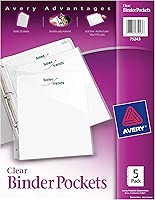 Avery Binder Pockets for 3 Ring Binders, Clear, 8.5