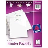 Avery® Binder Pockets for 3 Ring Binders, Clear, 8.5" x 11", Acid-Free and Archival-Safe, 15 Binder Folders Total (3-Pack of 75296) – view 1