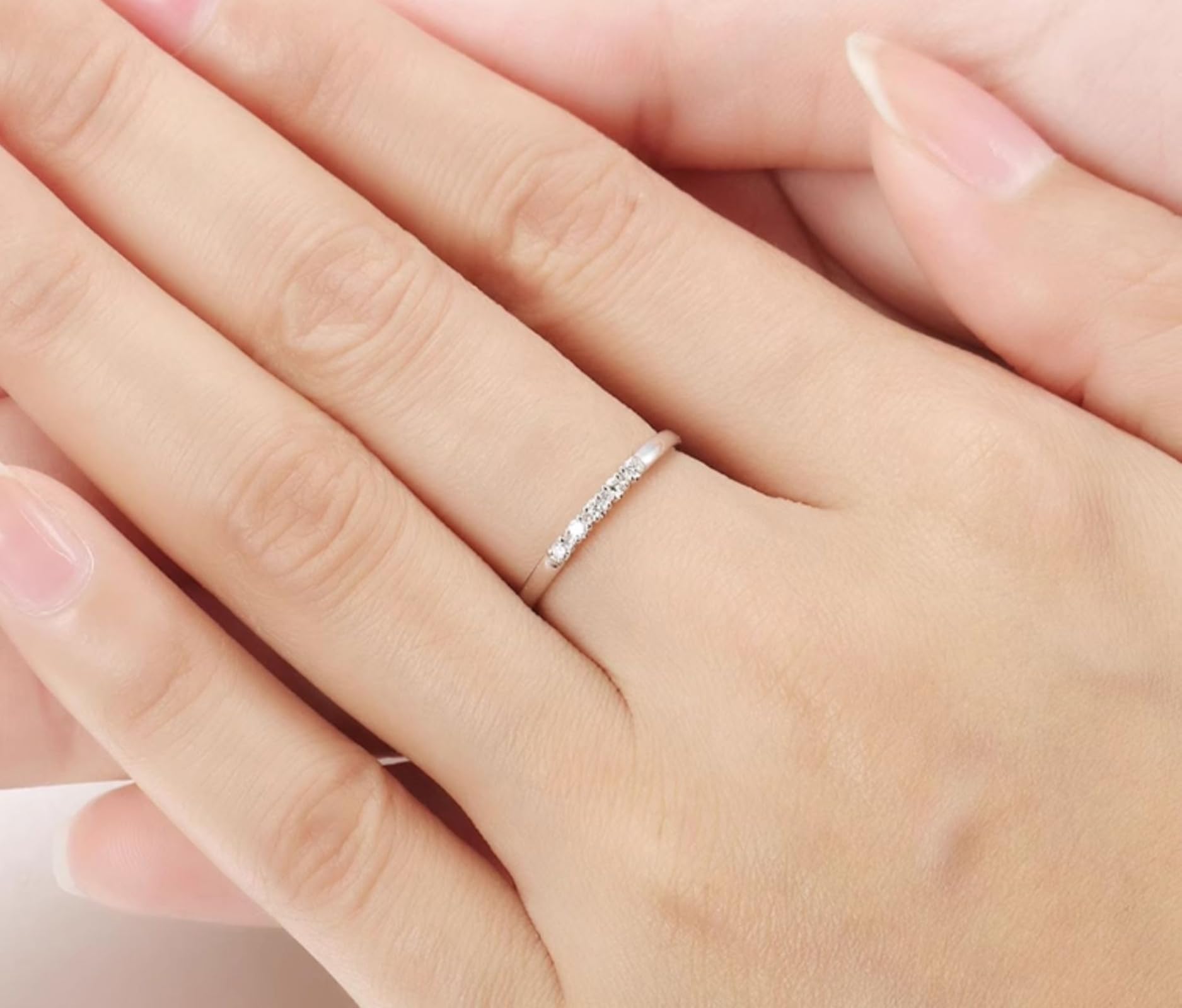 Alianzas de boda de oro blanco, anillos de boda con diamantes de oro real para mujer