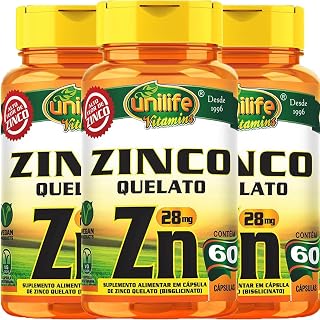 Kit 3 Zinco Quelato cápsulas 60 cápsulas Unilife
