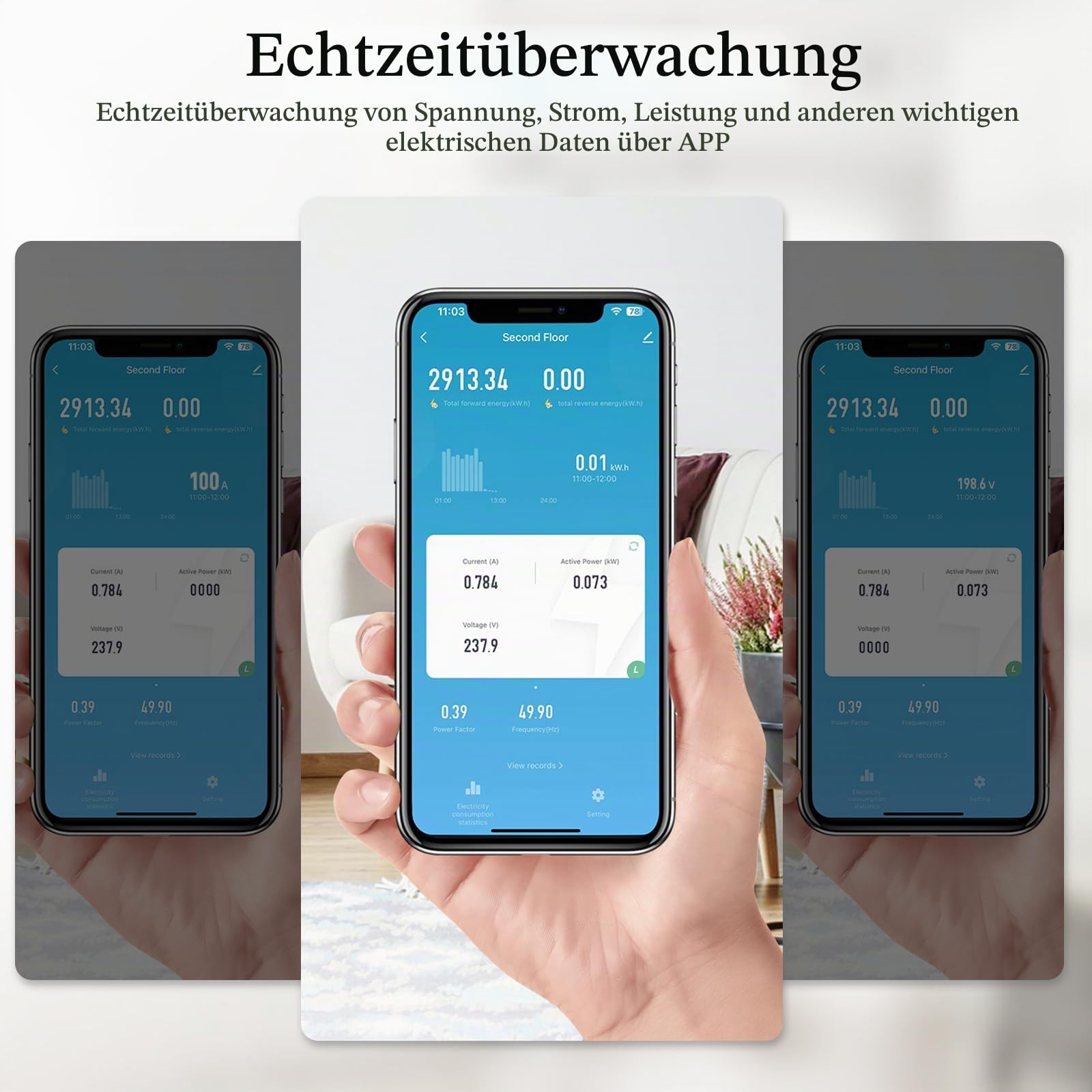 eMylo WLAN-Energiezähler Einphasig 63 A, Mini-Strommessgerät mit bidirektionaler Solarstrommessung, kompatibel mit Tuya und Smart Life, für DIN-Schiene, Überlastwarnung