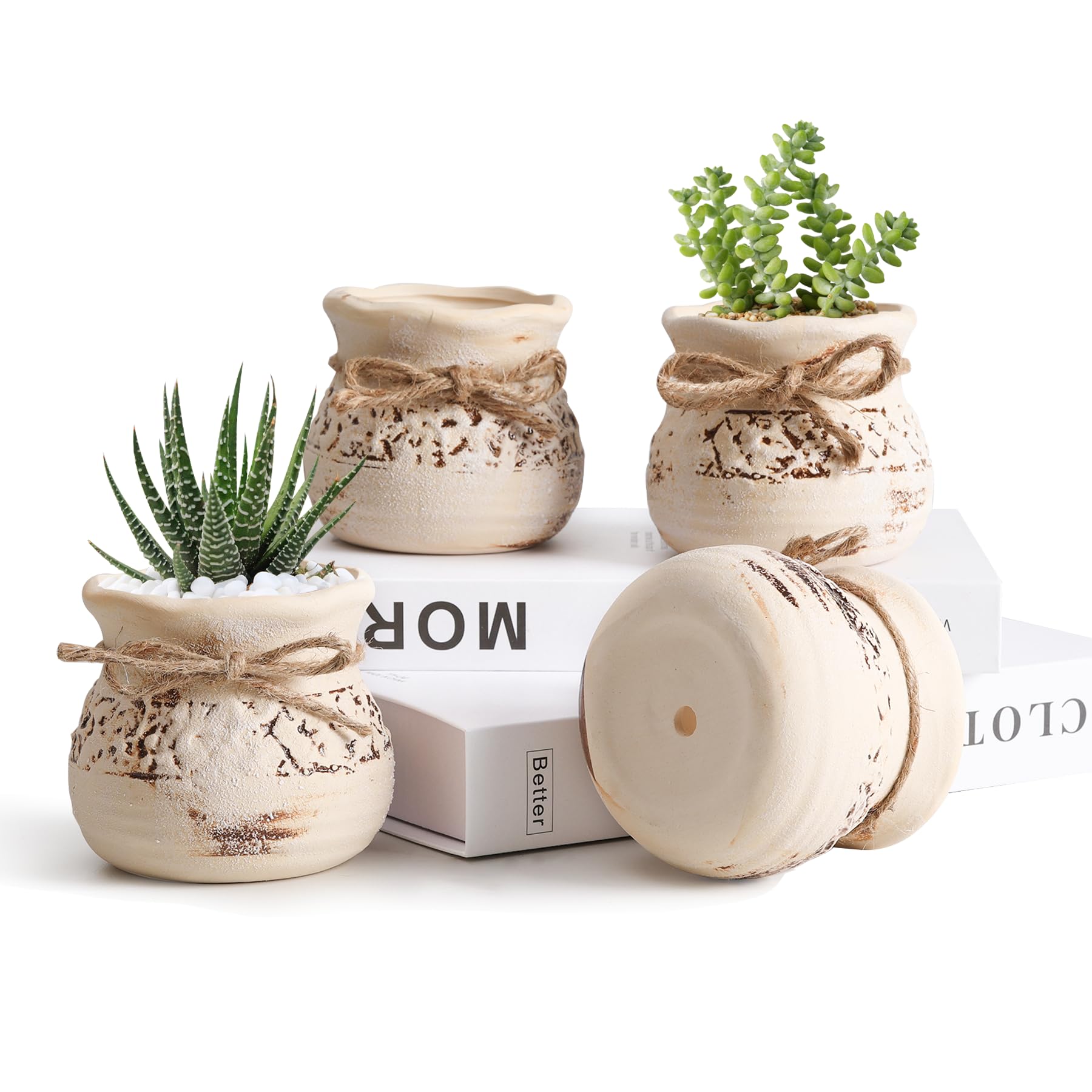 Pots de fleurs succulentes céramique 9cm, mini cache-pot cactus d'intérieur