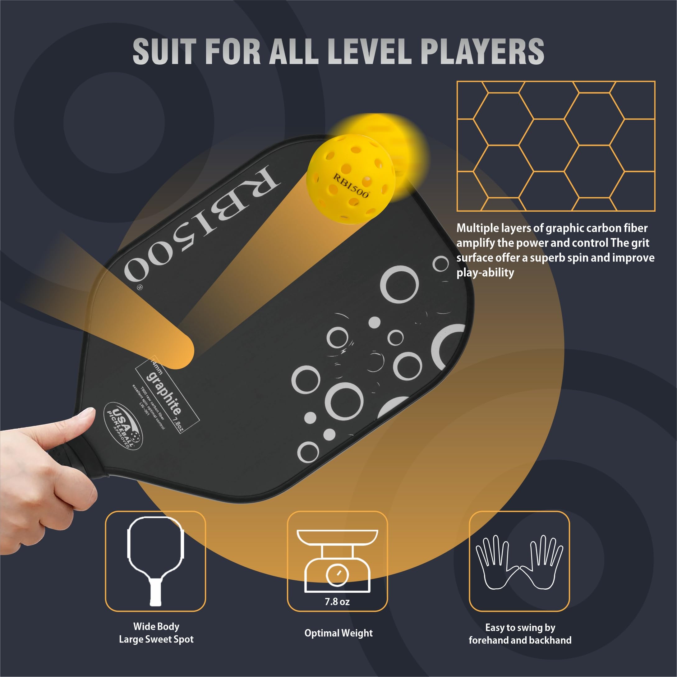 ピックルボール パドル T800 生カーボン 熱成形 USAPA承認 Aw