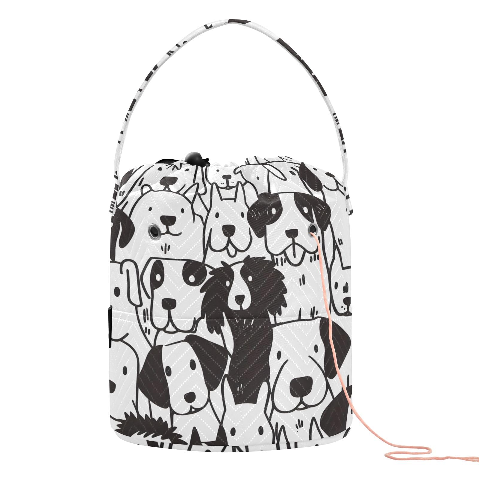 Yarn Storage Bag Small Crochet Bag Knitting Bag Organizer Doodle Dogs Line Art Yarn Bags for Crocheting Basket