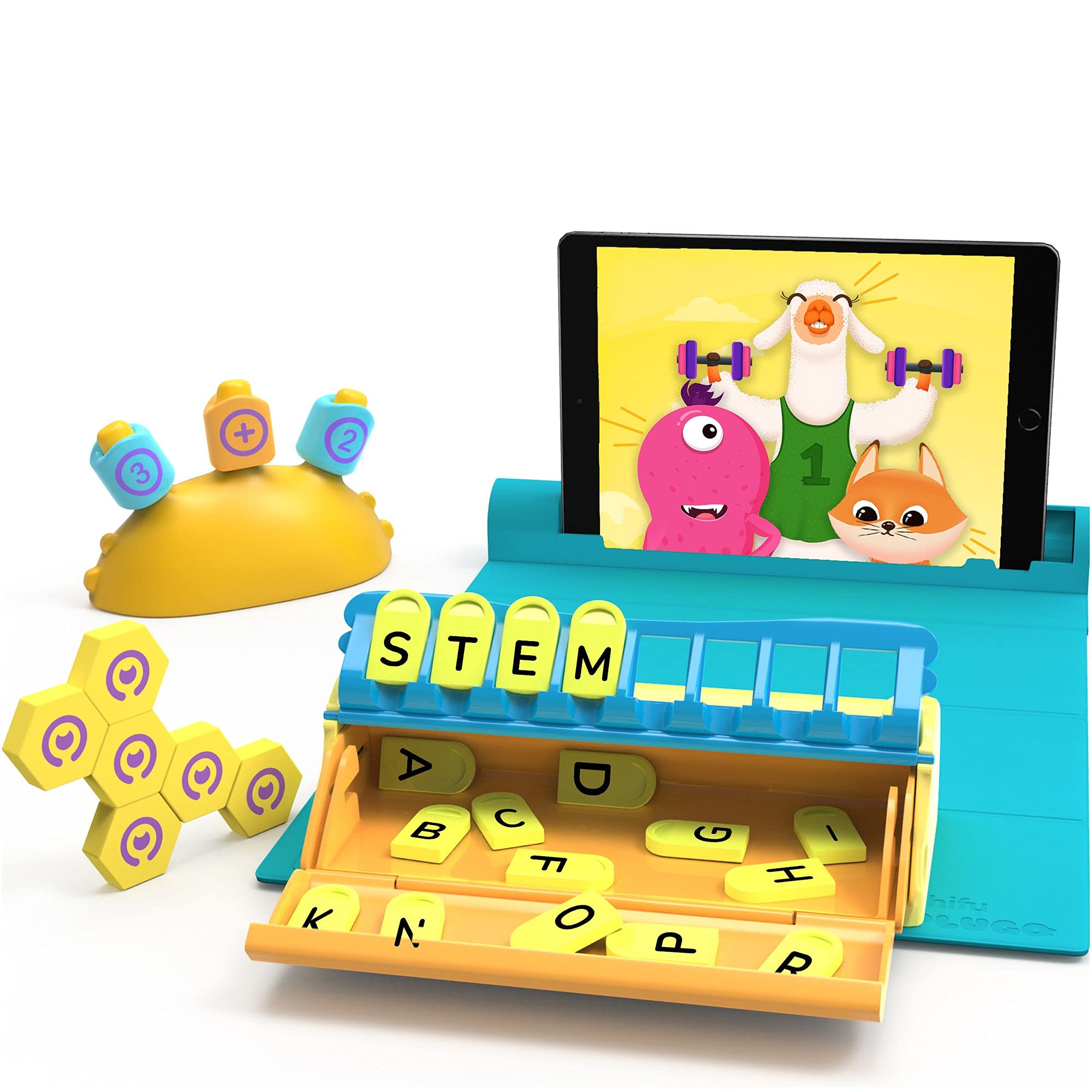 Plugo STEM Pack by PlayShifu - Count, Letters & Link (3-in-1) | Math, Words, Magnetic Blocks, Puzzles | 4-10 Years STEM Toys | Gift Boys & Girls (Works with iPads, iPhones, Samsung Tabs, Kindle Fire)