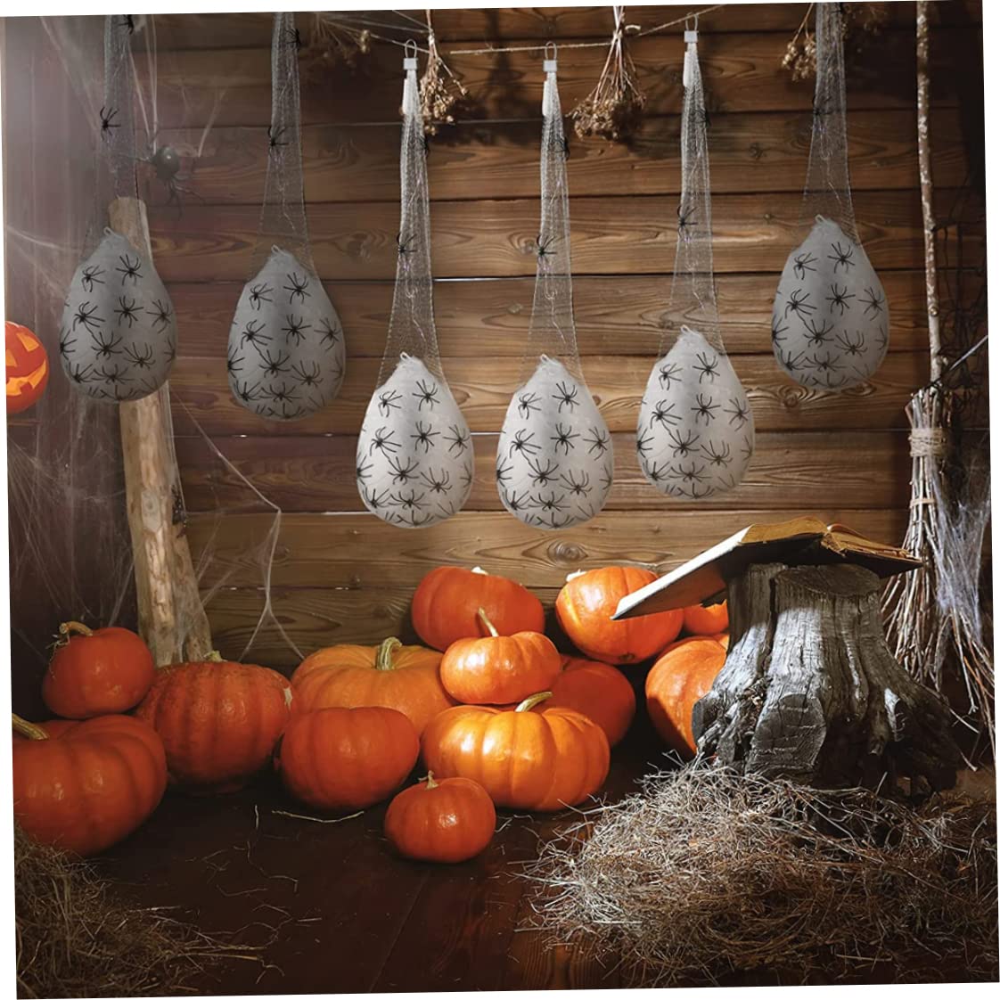 Decoraciones De Halloween, Paquete De 6 Lámpara Colgante De Decoración De Halloween Saco De Huevo De Araña Decoración De Araña Colgante Al Aire Libre Iluminación Exterior Huevo Web Interior con Lámpa