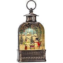 11 Inch Snow Globe Christmas Decorations Snowman, Light Up Christmas Snow Globes Lantern Musical 6H Timer Glitter Village Snowman Snow Globe Christmas Decor