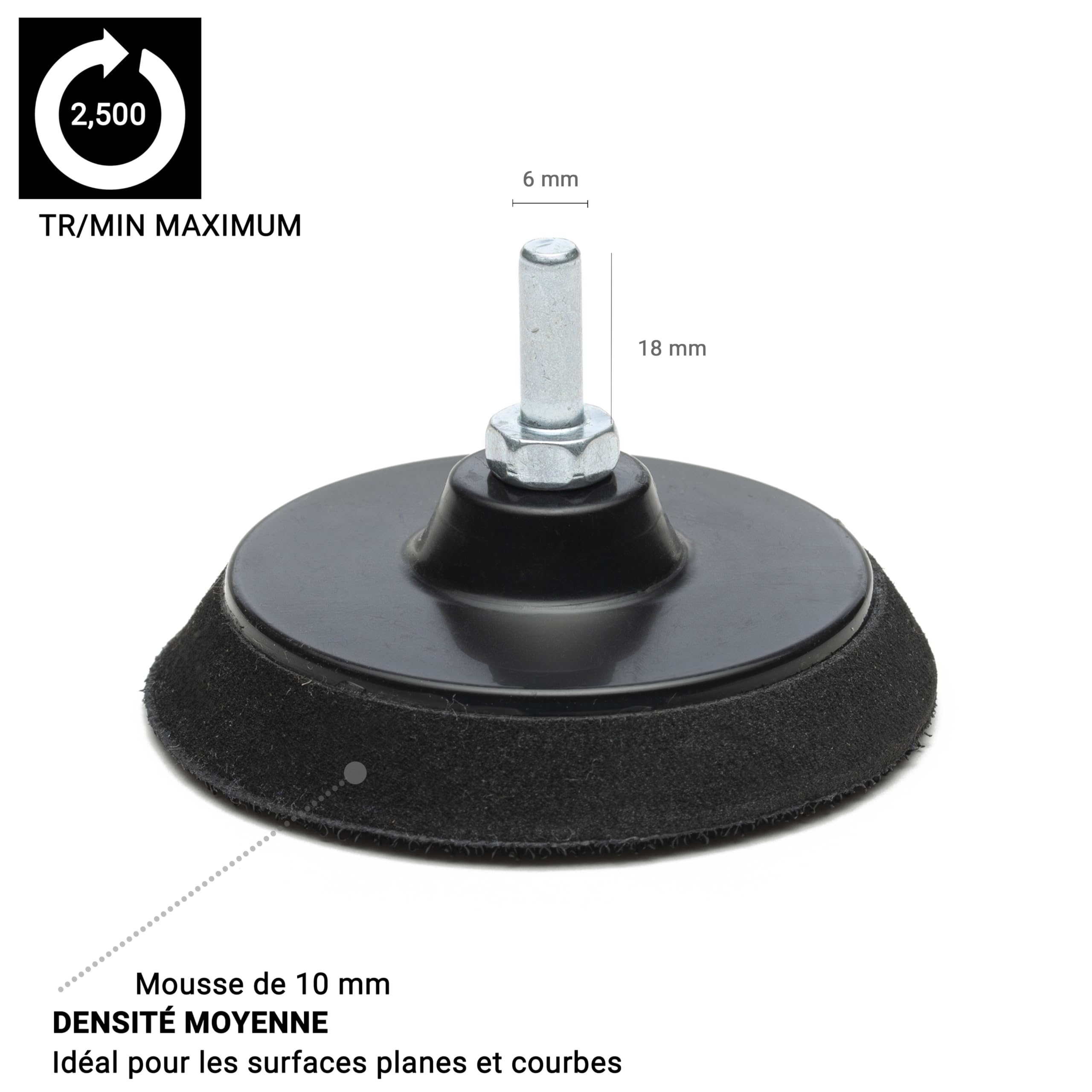 Patin de support auto-agrippant 75 mm pour perceuse Glass Polish