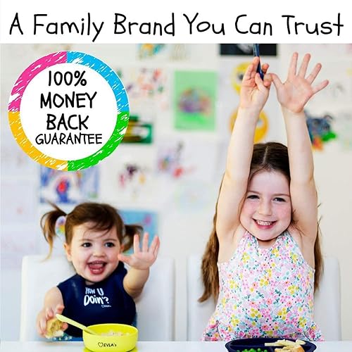 Miniatura 5 de EVLA'S Juego de alimentación para bebés, suministros de destete para bebés, baberos de silicona ajustables, plato dividido, cuenco de succión con