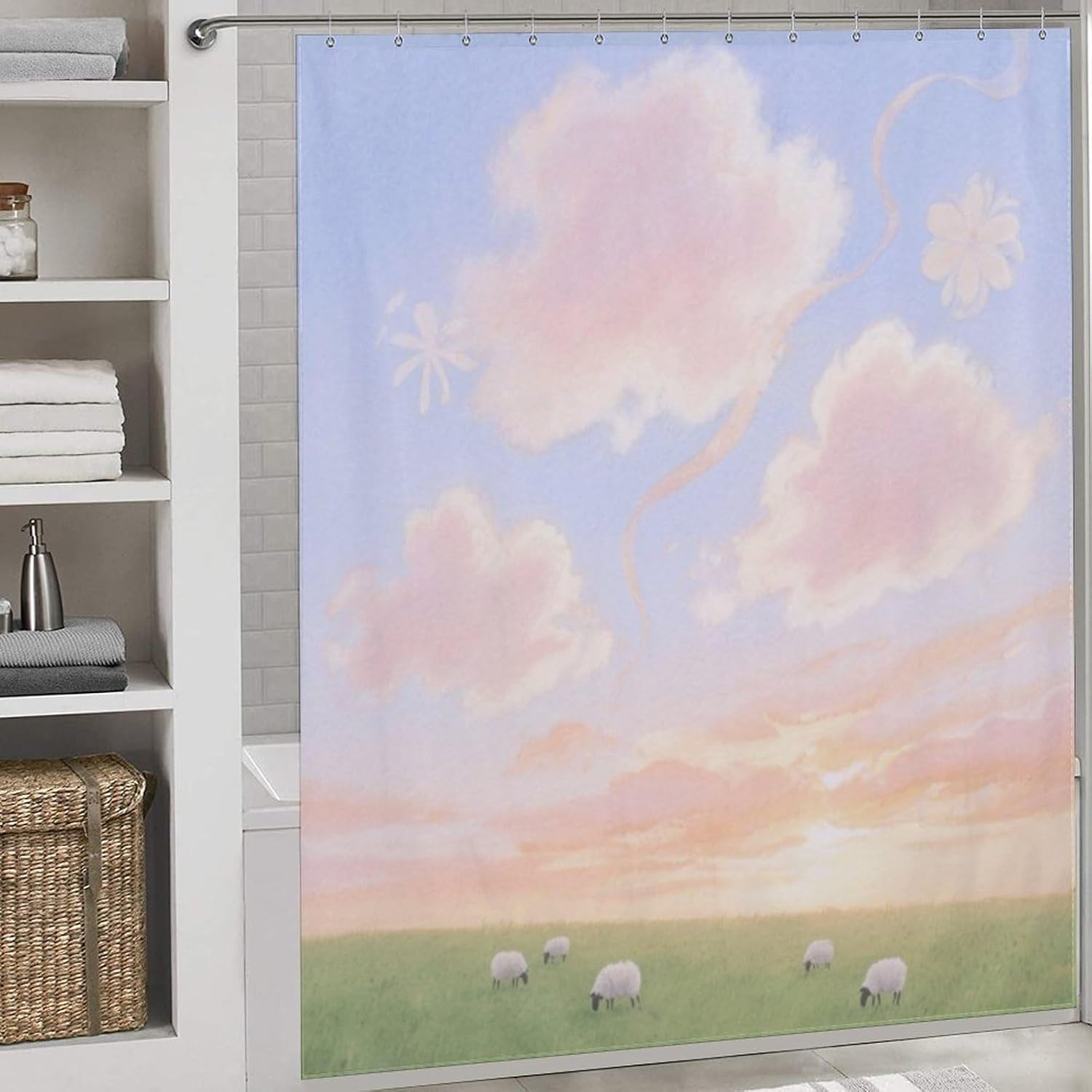 Shower Curtains Fabric Shower Curtain Liner Liner Showers Curtain Clouds Showers Curtin Opaque for Privacy Protection Water Splash Protection High Aesthetics