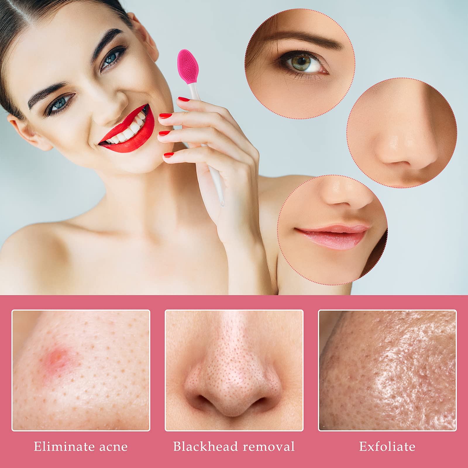 WLLHYF 5 pennelli esfolianti in silicone a doppia faccia, mini spazzola morbida per la pulizia delle labbra, per uomini e donne, schiarente labbra scure, aspetto più liscio e pieno