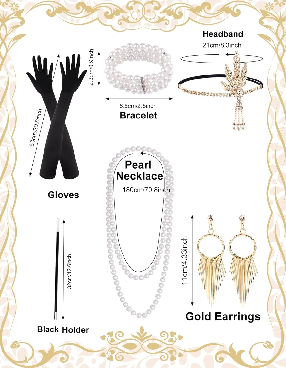 PLULON 1920s Accessories for Women, Great Gatsby Flapper Dress Accessories Fashion Roaring 20s Costume for Women - Image 2