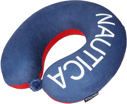 Nautica Almohada de cuello de viaje de espuma viscoelástica unisex para adultos, ÍndigoRojo 1