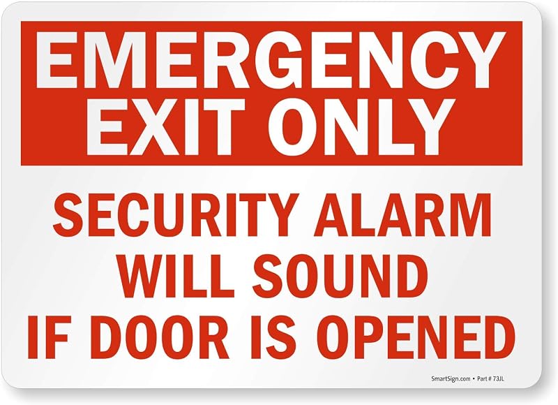 SmartSign-S-1506-EU "Emergency Exit Only - Security Alarm Will Sound If Door Is Opened" Label | 10" x 14" Laminated Vinyl
