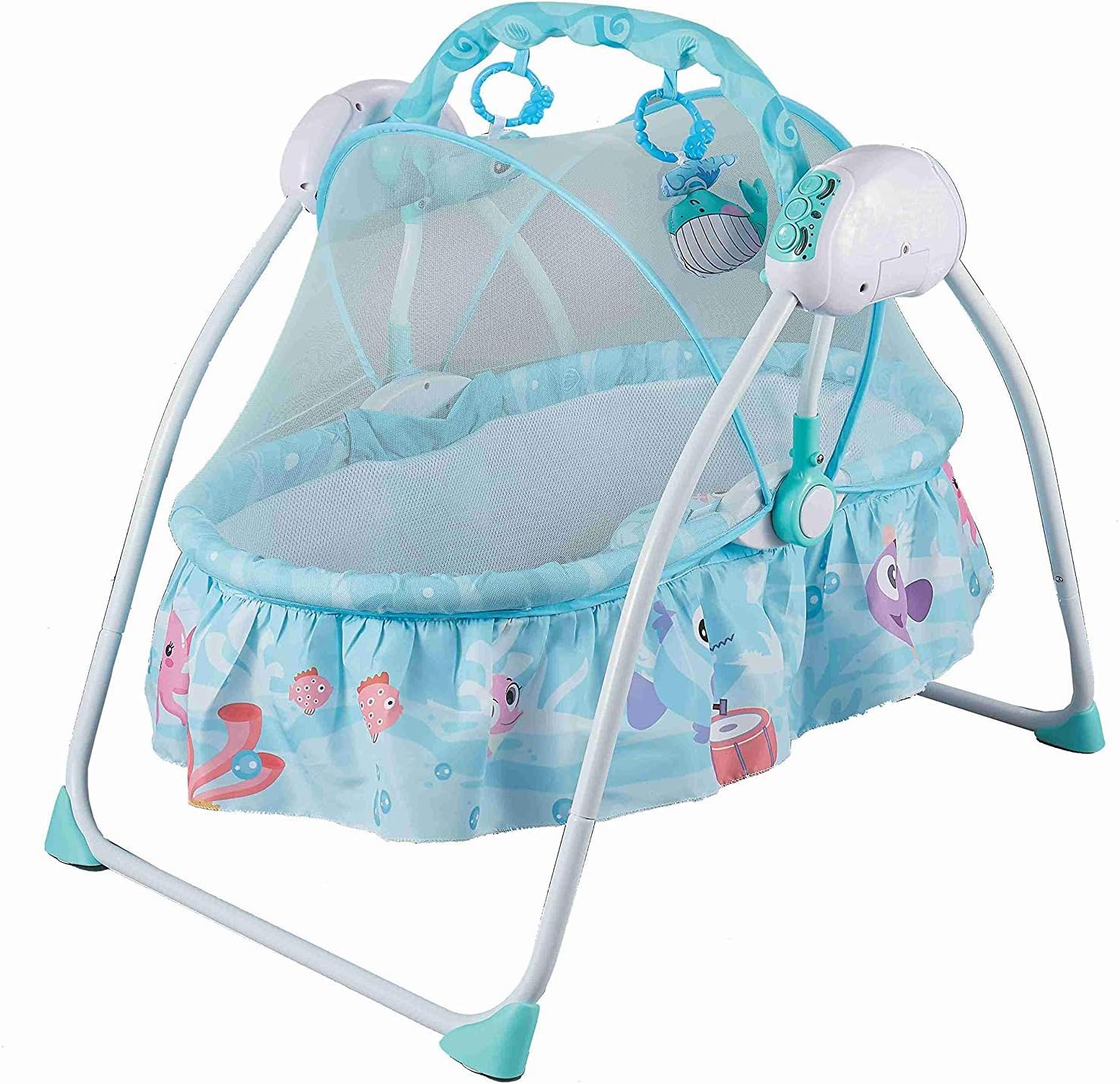 La Corsa Premium Quality Electric Baby Cradle Swing with Remote Control | Music Sleeping Basket Bed | Lightweight and Transportable (Blue)