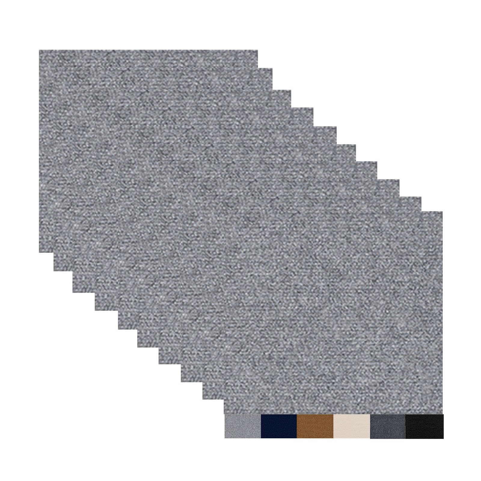 Hiseng Carpet Tiles Self Adhesive 30x30cm, 10/20/30 Pcs Carpet Floor Tiles Non-Slip Hardwearing Carpet Tiles Rugs Easy to Peel and Stick Flooring Covering for Living Room Bedroom (30pc,Light Grey)