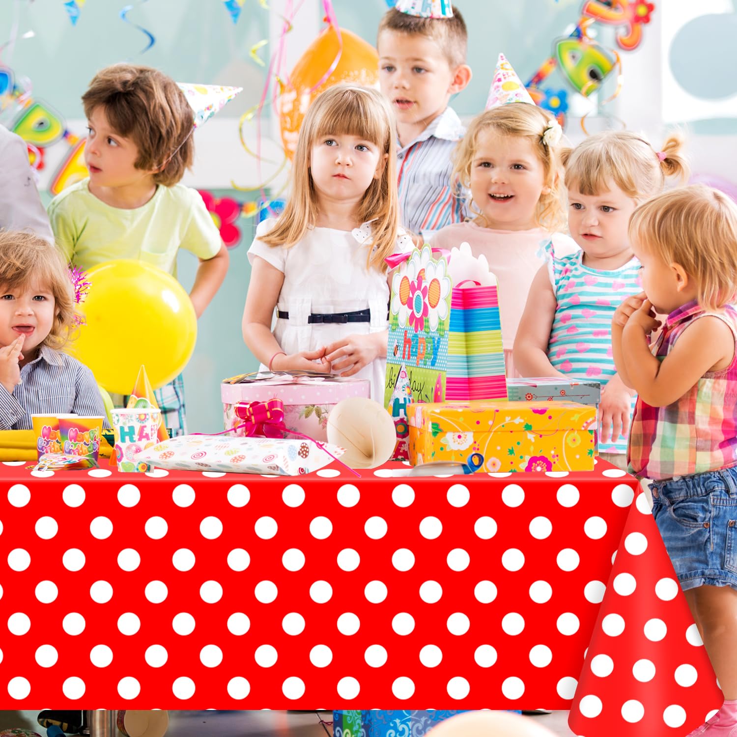 4 pezzi tovaglia monouso punto ondulato pois bianchi su sfondo rosso tovaglia rettangolare impermeabile festa punto ondulato tovaglia per bambini picnic ragazze compleanno decorazioni 130 x 220 cm