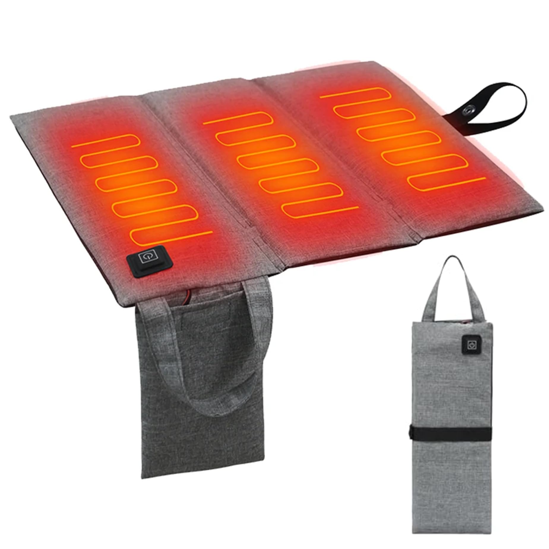 Coussin de siège chauffant USB pliable avec poignée de transport