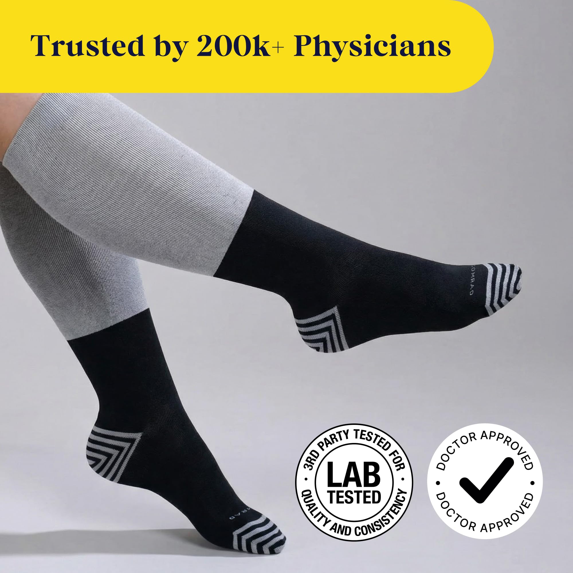 Comrad CloudCotton - Paquete de 3 calcetines altos hasta la rodilla, calcetines de compresión graduada de 15-20 mmHg, (gris/terracota/morera, mediano), calcetines de apoyo de algodón peinado para