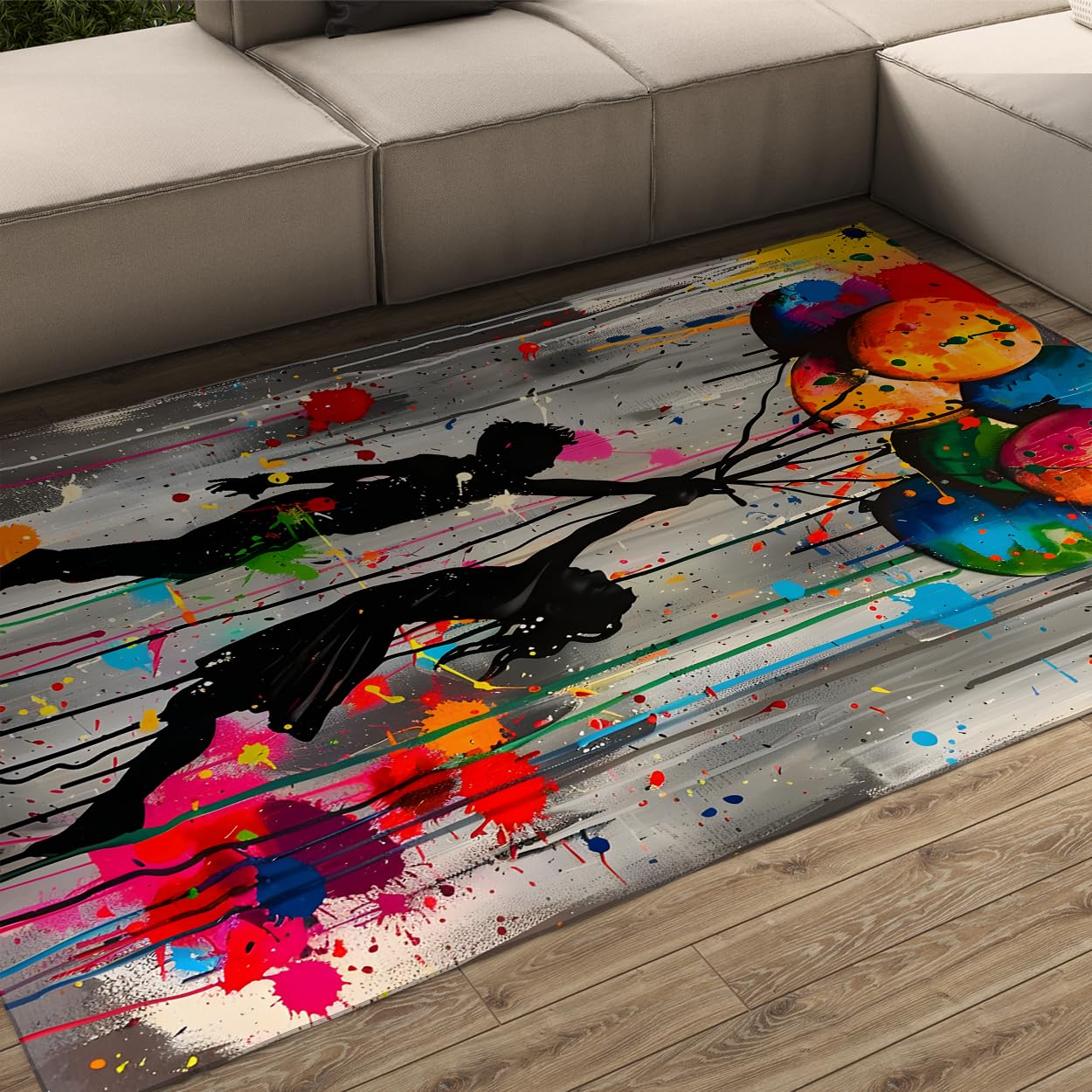 Tapis Banksy antidérapant et résistant aux taches de salle à manger