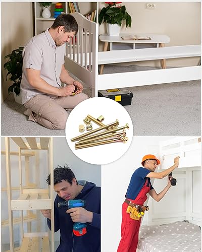 Miniatura 6 de Kit de repuesto de tornillos para cuna juego de 80 pernos y tuercas de barril para DeltaGracoDream On Me M6 x 1575in 1969in 2362in 2756in 3150in