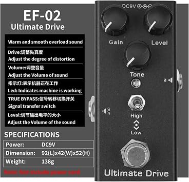 Electric Guitar Vintage Overdrive Effector Single Block Effect 9V Small Pedal Musical Instrument Accessories Vintage Overdrive Effect Pedal