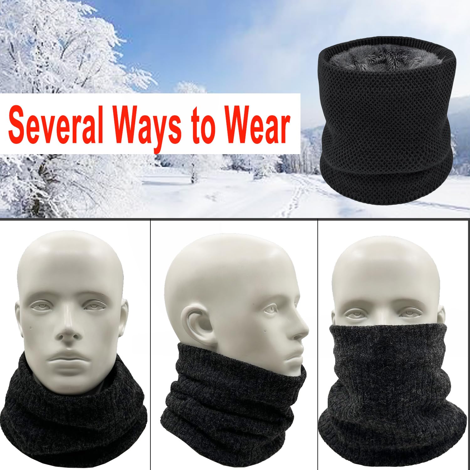 lifwimner 2 Pezzi Scaldacollo Uomo Sciarpa da Donna e da Uomo Invernale a Maglia Caldo, Scaldacollo Moto Invernale Scalda Collo Cervicali, Neck Warmer Snood