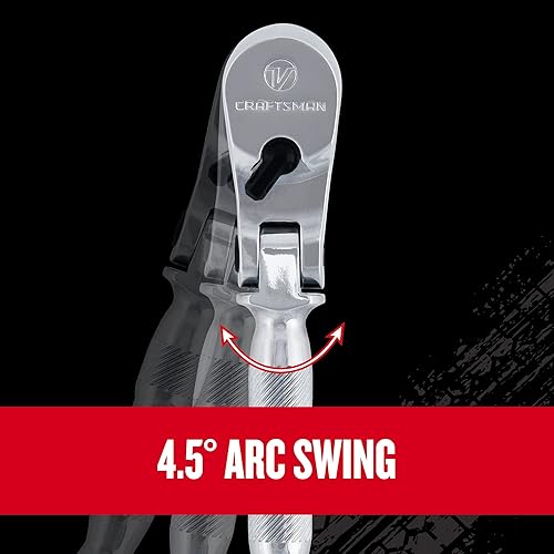 Miniatura 7 de CRAFTSMAN Trinquete Serie V, accionamiento de 14 pulgadas, 80 dientes, cabeza flexible (CMMT86302V)