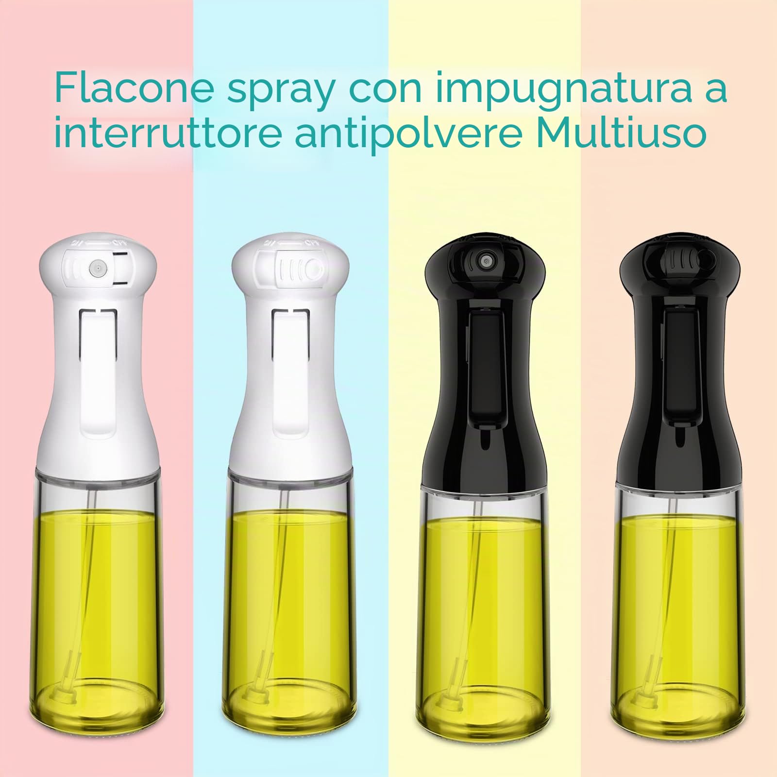Spruzzino Olio, Nebulizzatore Olio per Friggitrice ad Aria, 200ML Olio Spray, Protezione Dalla Polvere Spruzzatore Olio