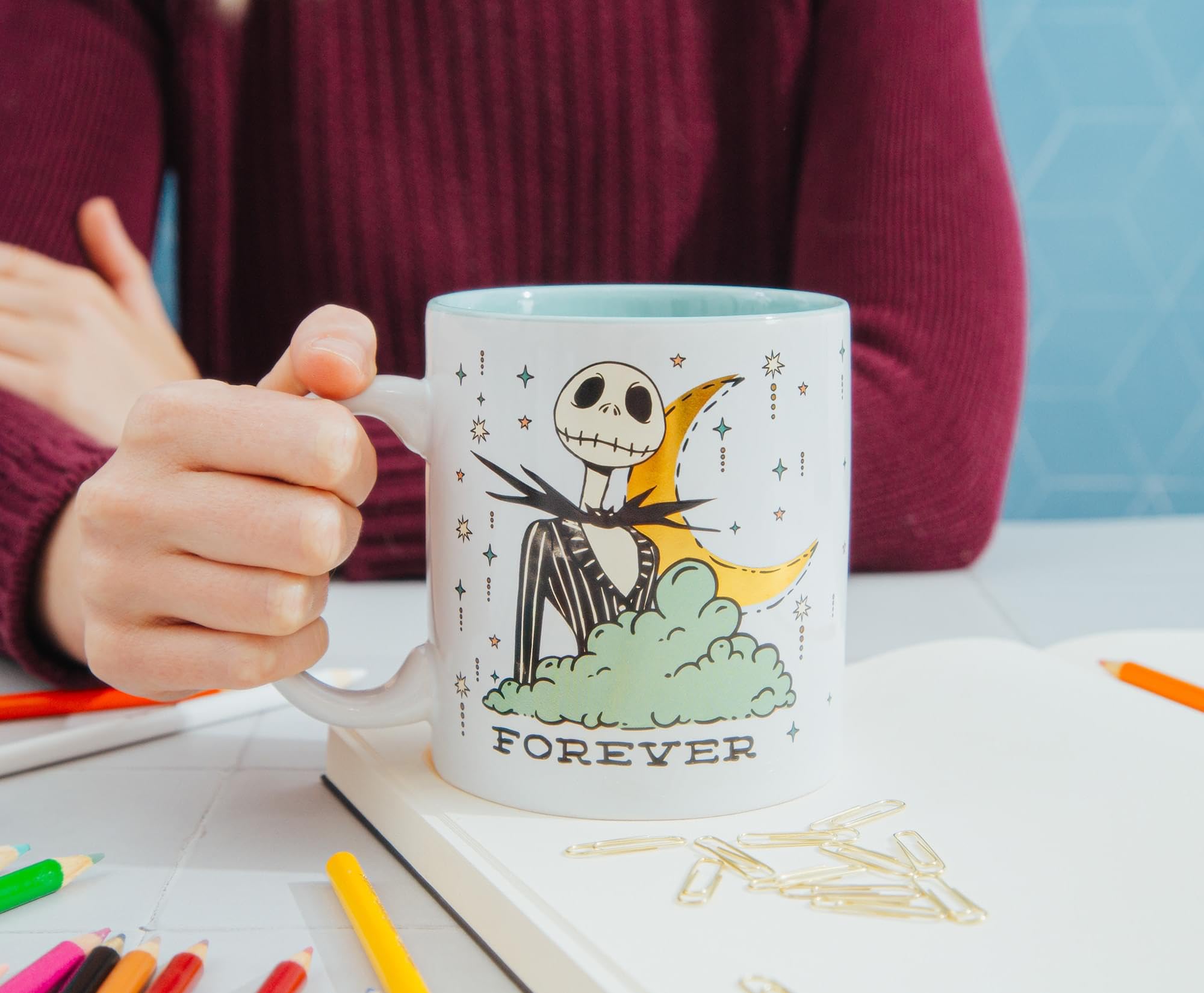 Amazon.com: Disney The Nightmare Before Christmas Forever & Always  Foil-Embossed Ceramic Mug | Large Coffee Cup For Tea, Espresso, Cocoa |  Holds 20 Ounces : Home & Kitchen